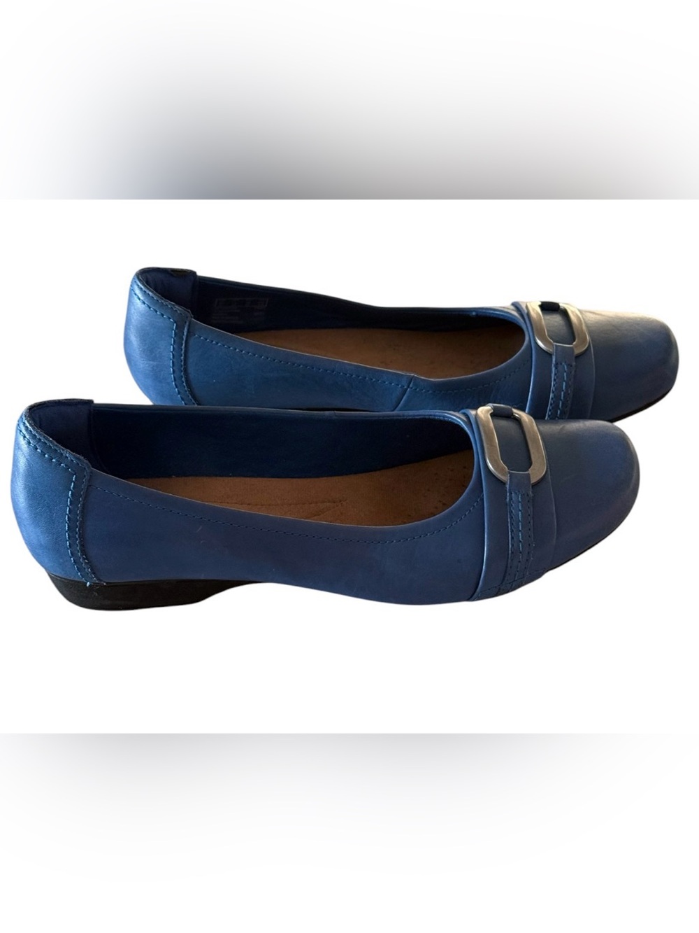 Clarks Collection Blue Buckle Detail Ultimate Comfort Women's Flats sz8